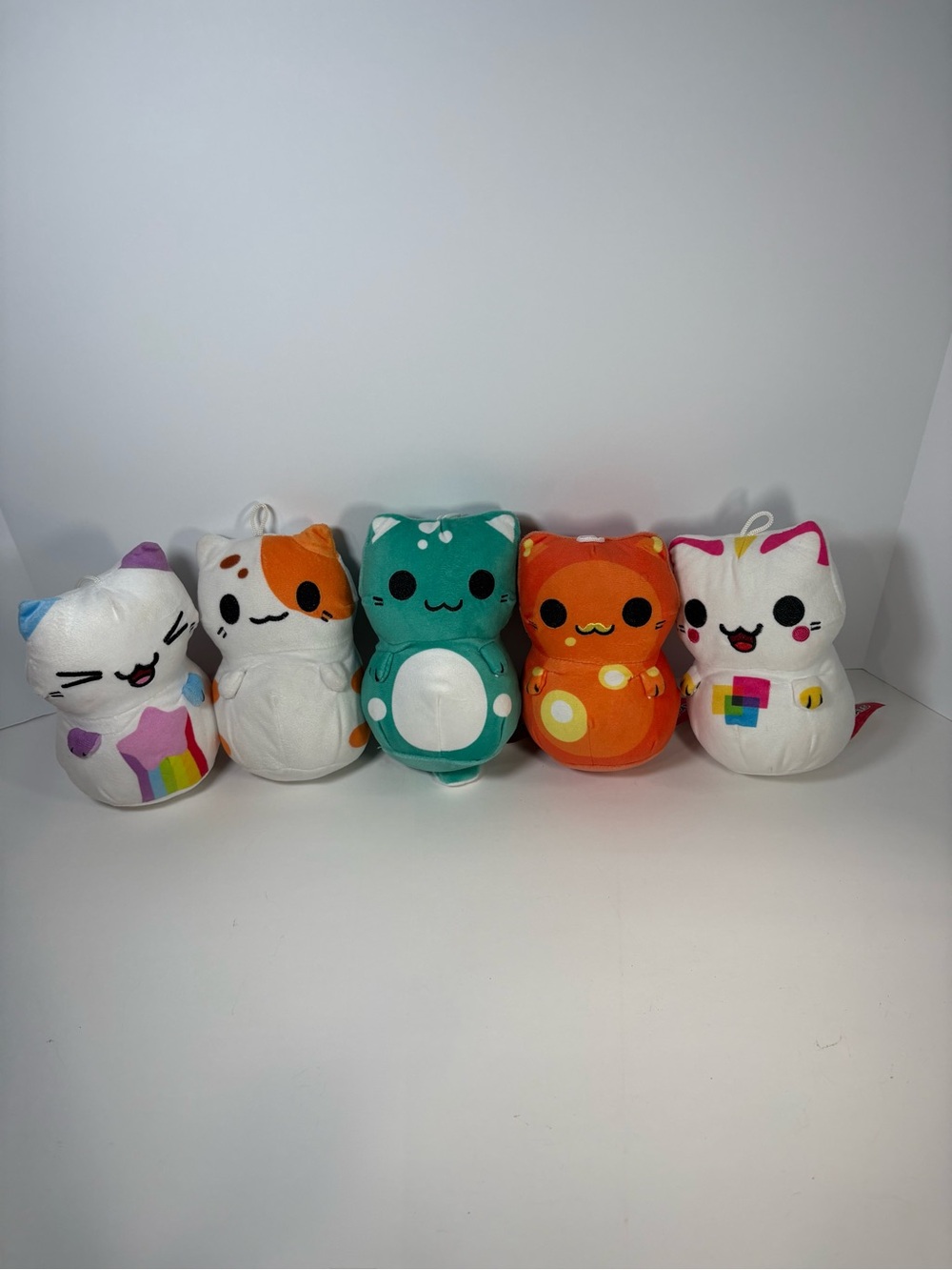 KleptoCats Plush Lot of 5 - 8" Stuffed Animal Toys Rainbow Pixel Mustache Cat